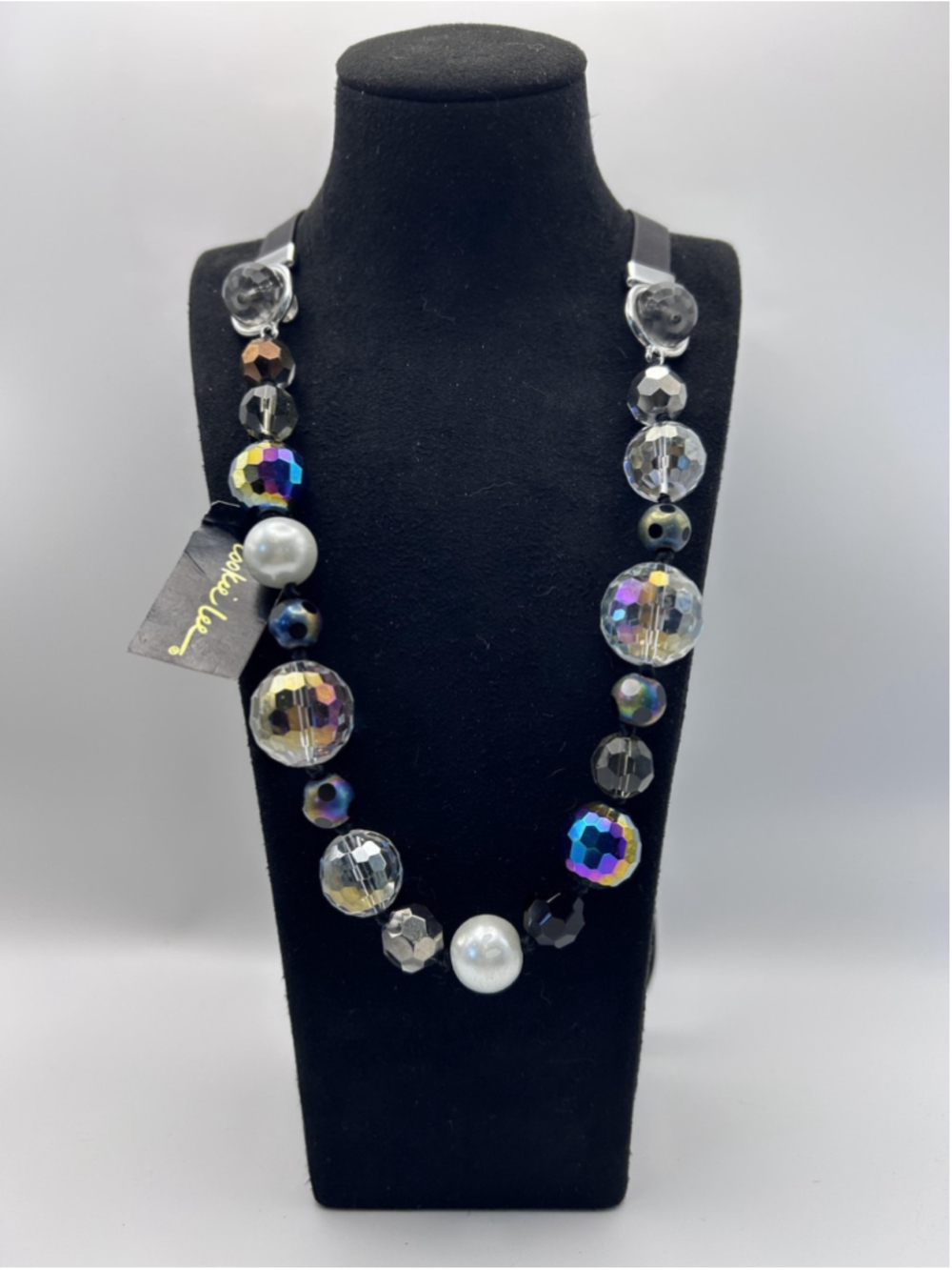 Necklace Cookie Lee Multicolor Beaded Statement Ribbon Tie Convertible Jewelry
